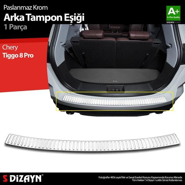 S-Dizayn Chery Tiggo 8 Pro Krom Arka Tampon Eşiği 2022 Üzeri A+ Kalite - Image 1