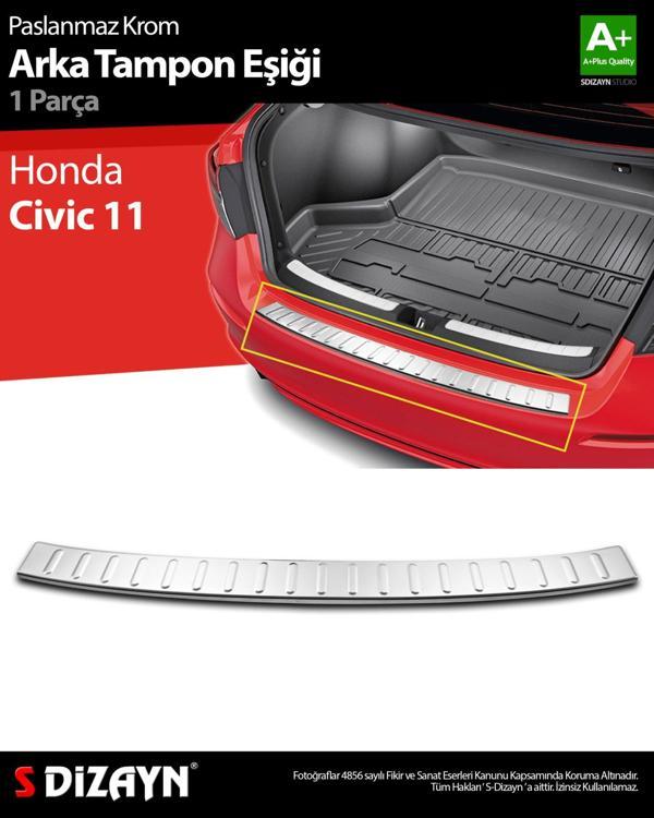 S-Dizayn Honda Civic 11 Krom Arka Tampon Eşiği 2021 Üzeri - Image 1