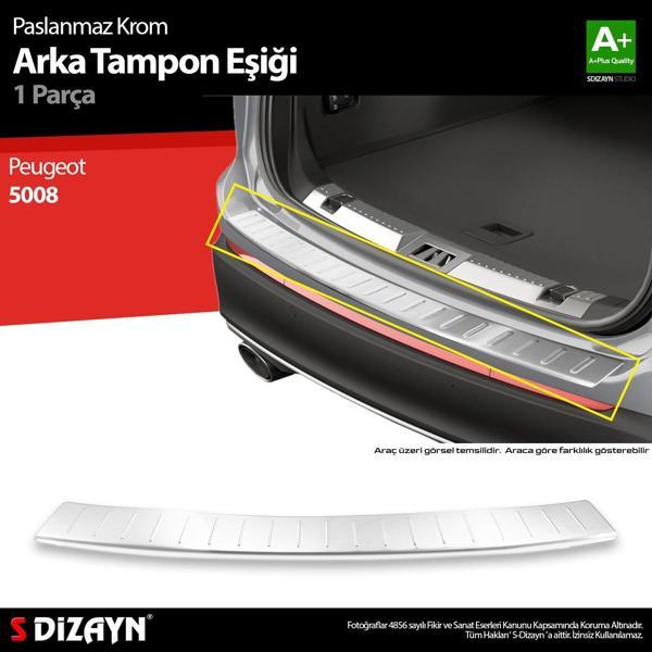 S-Dizayn Peugeot 5008 2 Krom Arka Tampon Eşiği 2017-2020 A+ Kalite - Image 1