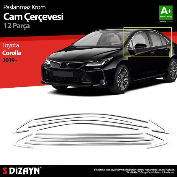 S-Dizayn Toyota Corolla Krom Cam Çerçevesi 12 Prç. 2019 Üzeri - Image 1