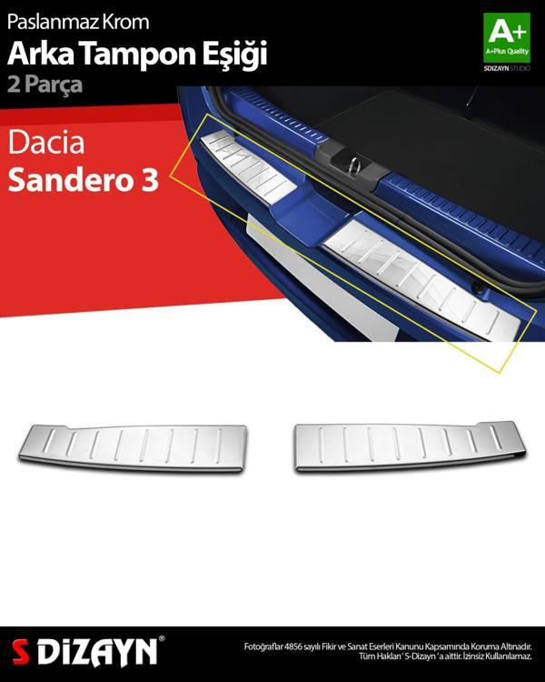 S-Dizayn Dacia Sandero 3 Krom Arka Tampon Eşiği 2 Prç 2020 Üzeri - Image 1
