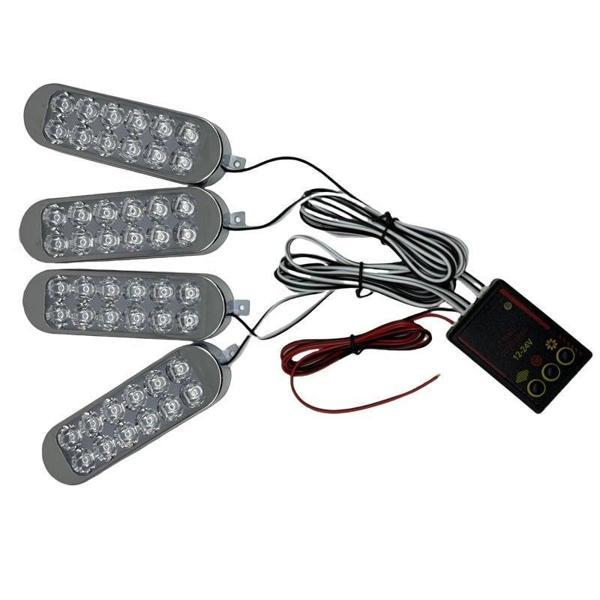 Çakar lamba 4'lü set kumandalı kırmızı-mavi-beyaz 12-50v / LAPA213-2 - Image 1