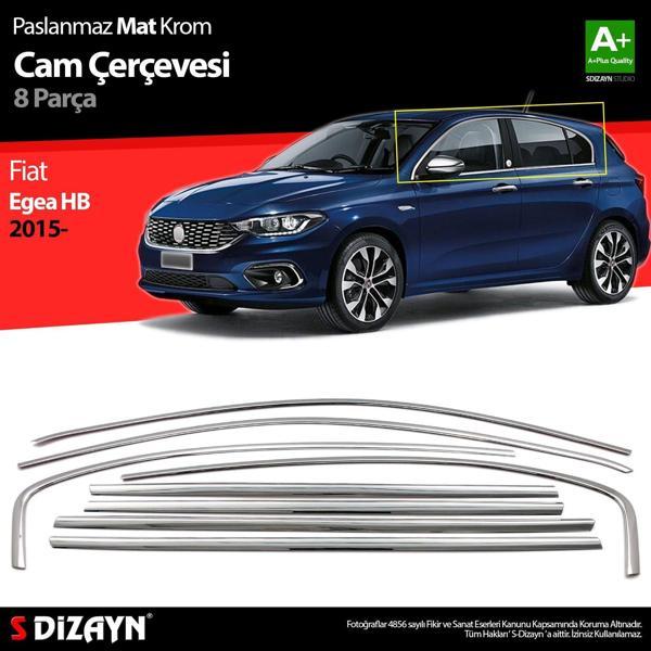 S-Dizayn Fiat Egea HB Krom Cam Çerçevesi 8 Prç. 2015 Üzeri (Mat Krom) A+ Kalite - Image 1