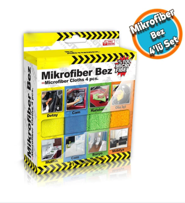 Araba Araç Otomobil Oto Ev Zemin Parke Kurulama Temizleme Mikrofiber Bez Kutulu 4'lü Set - Image 1