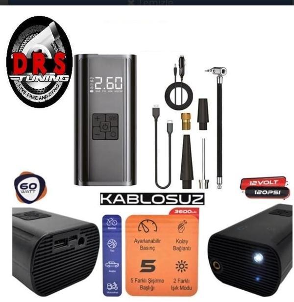 Hava Kompresör Şazlı+ Çakmaktan Usb+Typc 60W - Image 1