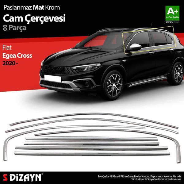 S-Dizayn Fiat Egea Cross Krom Cam Çerçevesi 8 Prç. 2020 Üzeri (Mat Krom) A+ Kalite - Image 1