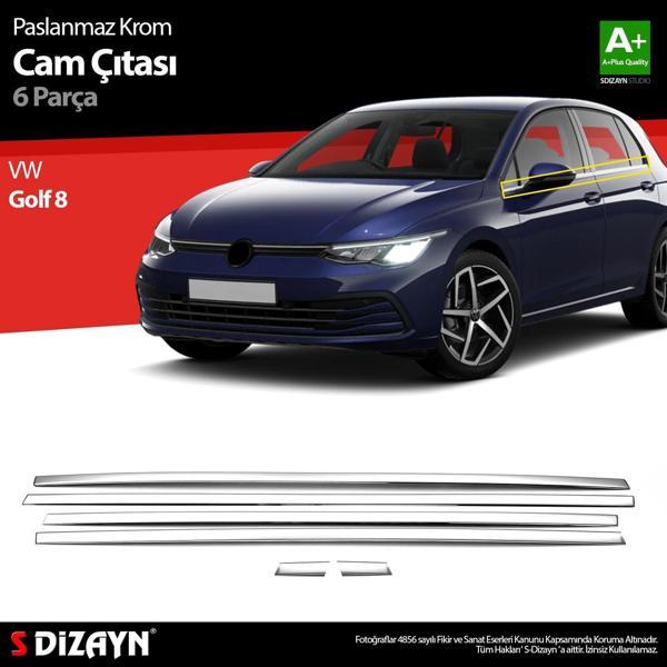 S-Dizayn VW Golf 8 HB Krom Cam Çıtası 6 Prç. 2020 Üzeri A+ Kalite - Image 1