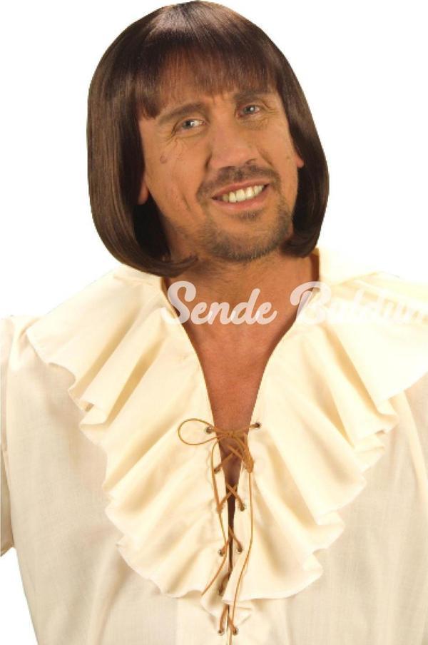 Nessiworld Kahve Renk Erkekler İçin Kısa Ortaçağ Peruğu - Image 1