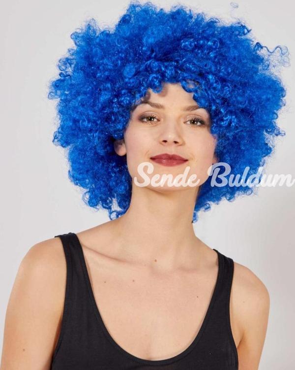 Nessiworld Mavi Renk Kıvırcık Afro Bonus Peruk - Image 1