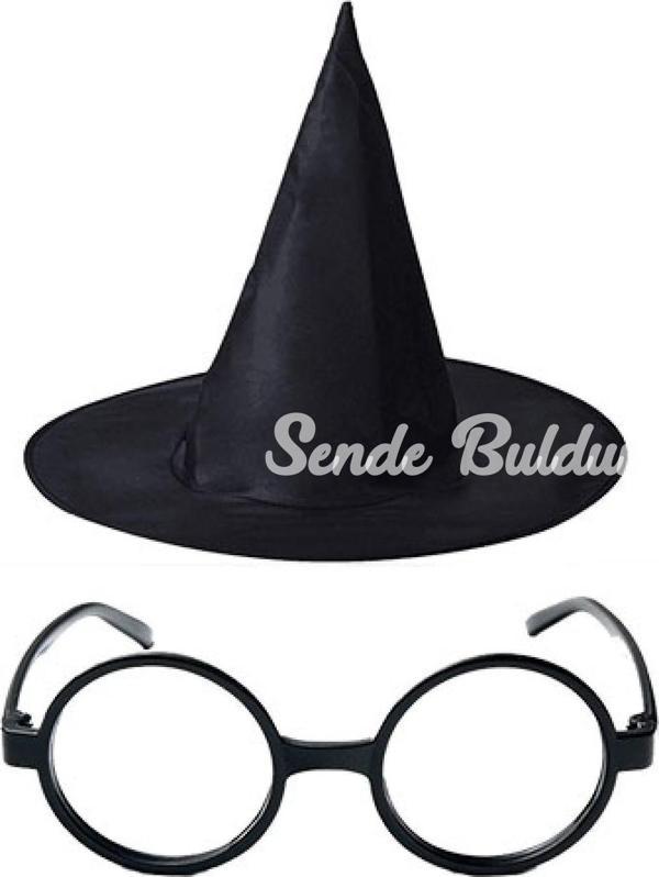 Harry Potter Büyücü Şapkası ve Harry Potter Büyücü Gözlüğü Siyah Renk - Image 1