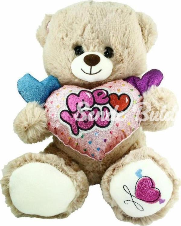 PJH2322 Peluş Kalpli Ayı 30 cm - Image 1