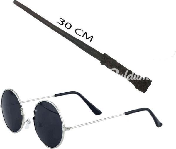Nessiworld   Harry Potter Asası 30 cm ve Siyah Metal Çerçeveli Harry Potter Gözlüğü Seti - Image 1