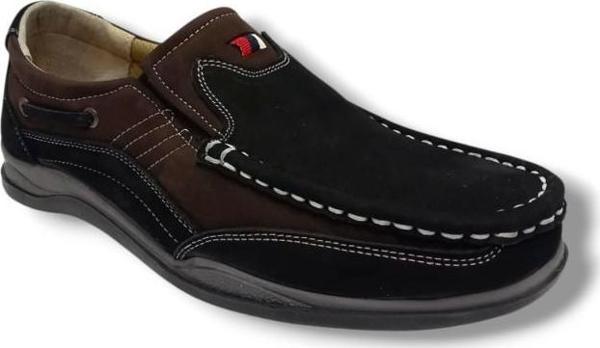 Master 1710-25 Hakiki Nubuk Deri Casual Erkek Ayakkabı Siyah Kahve - Image 1