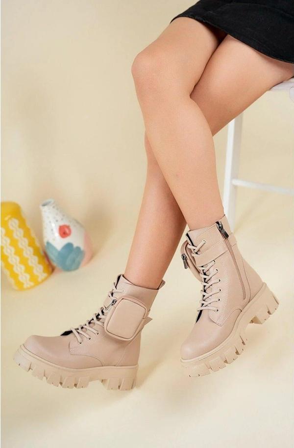 Kadın Nude Cilt Mini Çantalı Bot - Image 1