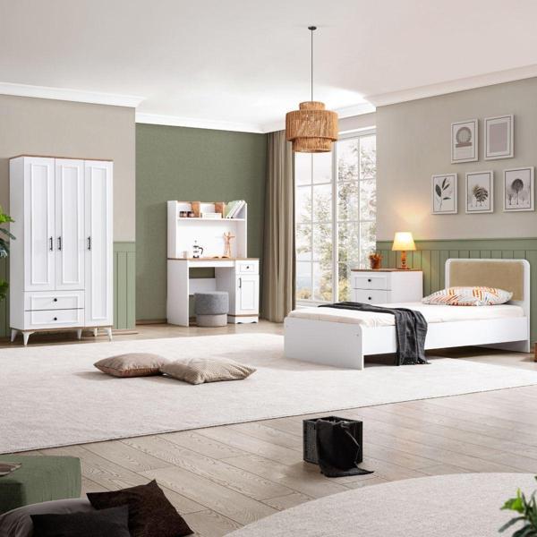 Linda Genç Odası - 3 Kapılı Dolap, Karyola, Şifonyer, Çalışma Masası - Image 1