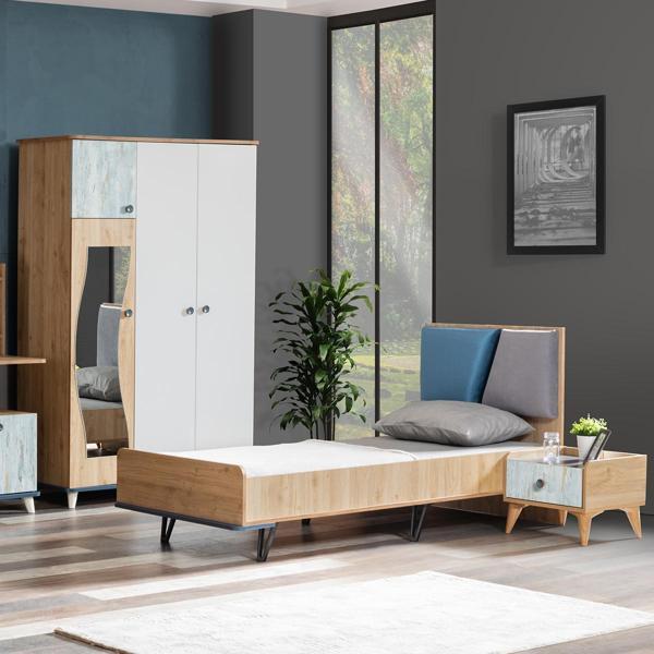 Lotus Genç Odası - 3 Kapılı Dolap, Karyola, Komodin - Image 1