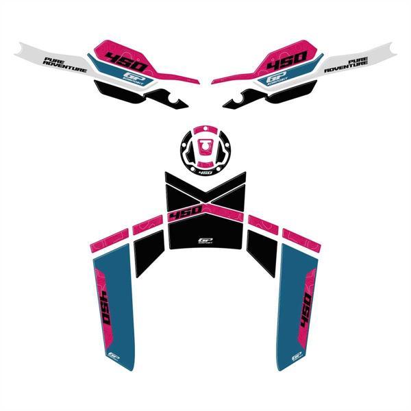 GP Kompozit CF Moto 450 MT 2024 Uyumlu Tank Pad Seti Mavi - Image 1