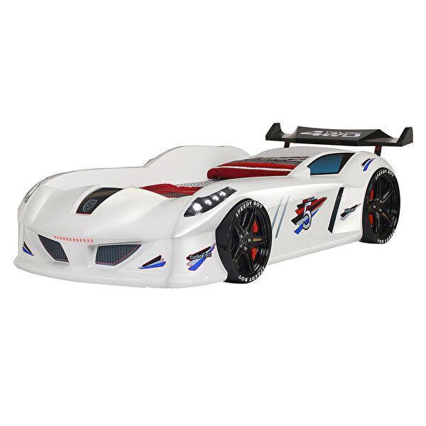 Arabalı Yatak, Jaguar Rüzgarlıklı Full Ledli Arabalı Yatak - Beyaz - Image 1