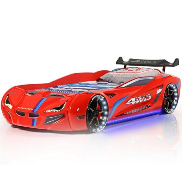 Arabalı Yatak, Mercedes Rüzgarlıklı Full Ledli Arabalı Yatak - Kırmızı - Image 1