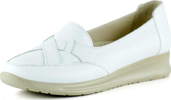 Mammina Beyaz Hakiki Deri Çapraz Bant Detaylı Slip-On Günlük Ayakkabı - Image 1
