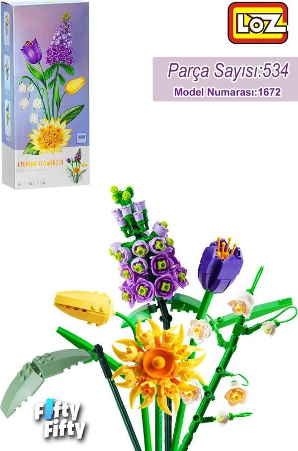 Loz Dekoratif Ve Koleksiyonluk Çiçek Buketi 534 Parça Çiçek Modeli Yapım Seti FFLZ-1672 - Image 1