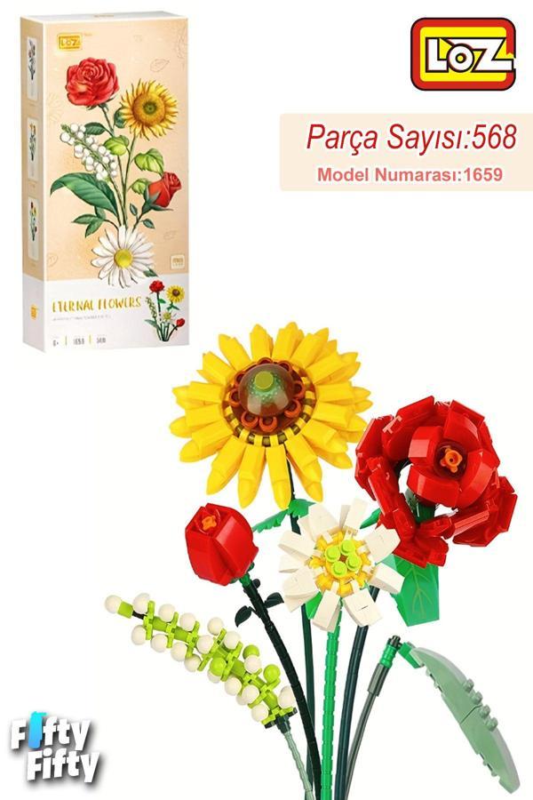 Loz Dekoratif Ve Koleksiyonluk Çiçek Buketi 568 Parça Çiçek Modeli Yapım Seti FFLZ-1659 - Image 1
