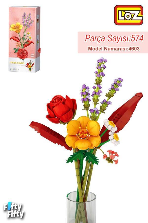 Loz Dekoratif Ve Koleksiyonluk Çiçek Buketi 574 Parça Çiçek Modeli Yapım Seti FFLZ-4603 - Image 1