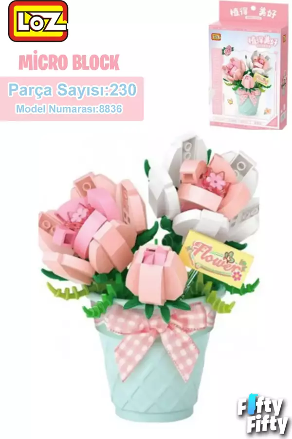 LOZ Micro Block Serisi Çiçek Buketi 230 Parça Oyuncak Yapım Seti FFLZ-8836 - Image 1