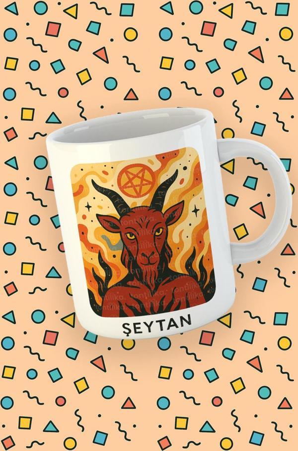 Kartura Koleksiyonu – Tarot Şeytan Kartı Özel Tasarım Kupa Bardak - Image 1