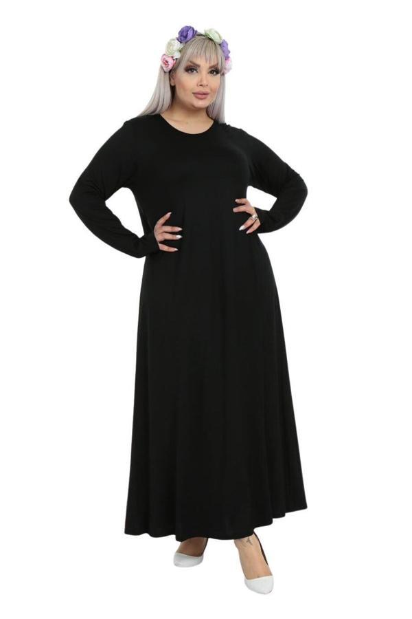 Melsay Butik Desensiz Kollu Kadın Uzun Siyah Tesettür Elbise - Image 1