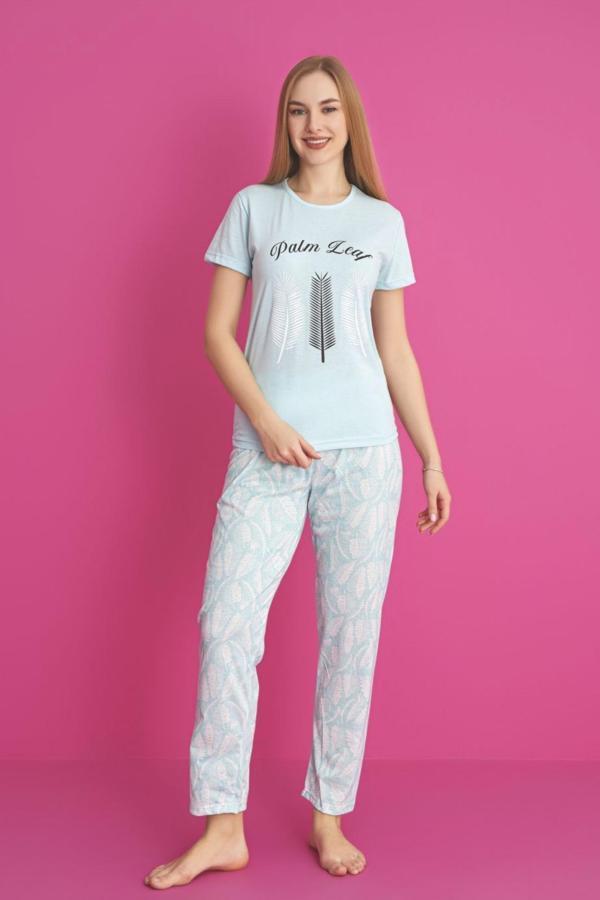 Dreamy Pamuklu Desenli Kısa Kollu Pijama Takımı - Image 1