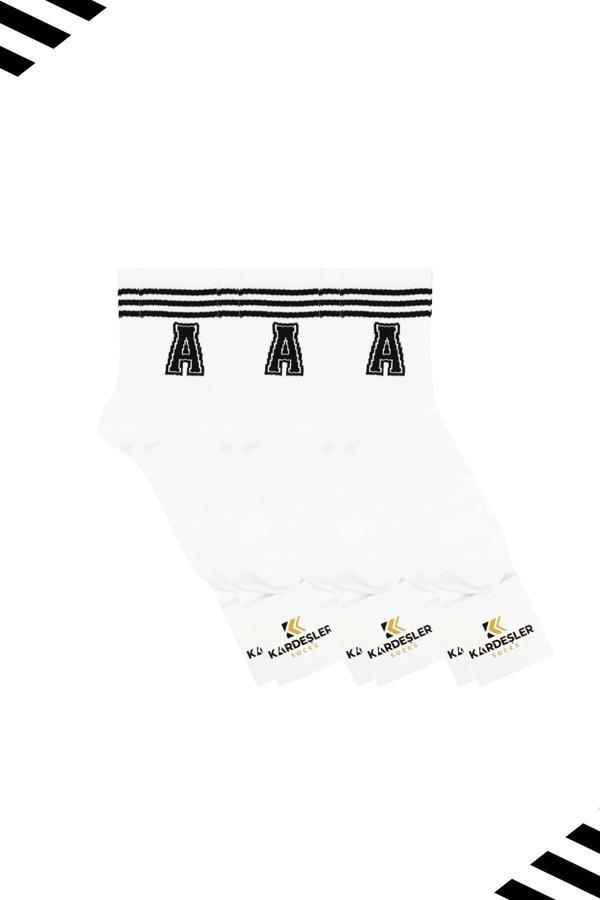 Unisex A Harfi Desenli Tenis Çorap (HARFLİ ÇORAP) 3 Çift - Image 1