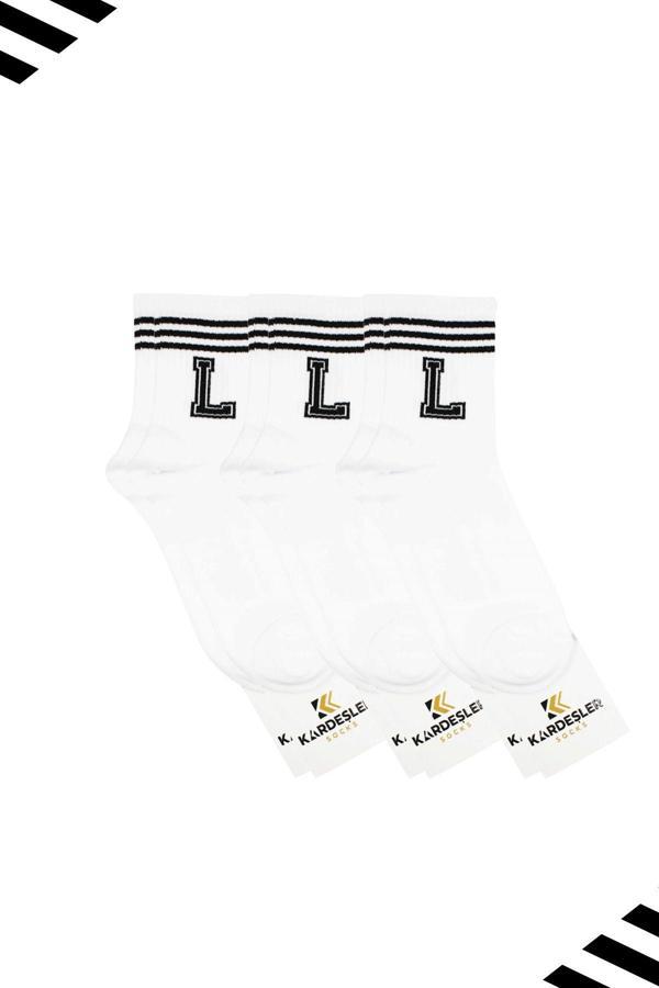 Unisex L Harfi Desenli Tenis Çorap (HARFLİ ÇORAP) 3 Çift - Image 1