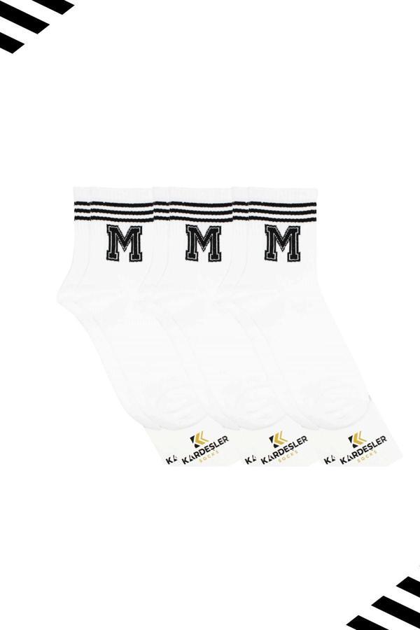 Unisex M Harfi Desenli Tenis Çorap (HARFLİ ÇORAP) 3 Çift - Image 1