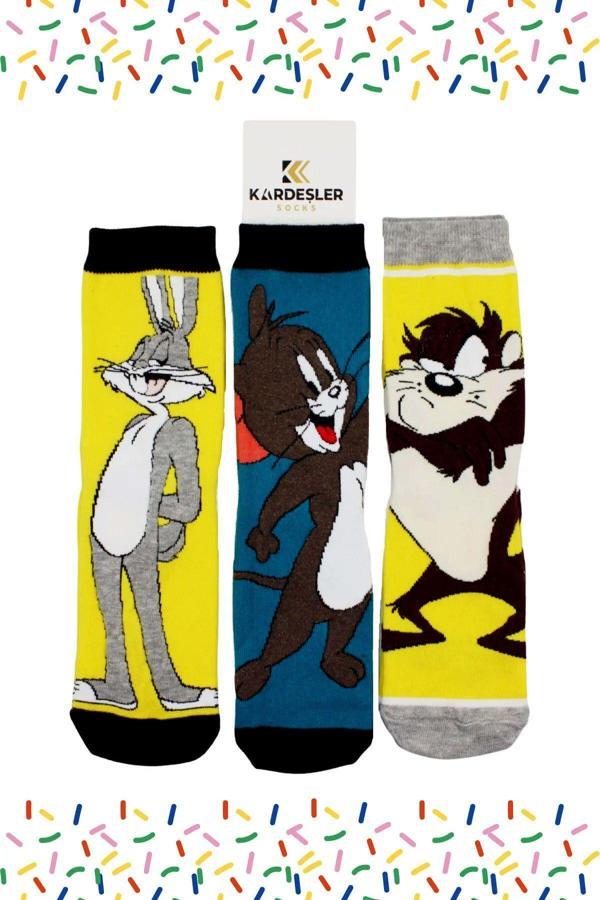 Unisex Renkli Desenli Çorap 3'lü Neşeli Çoraplar - Image 1