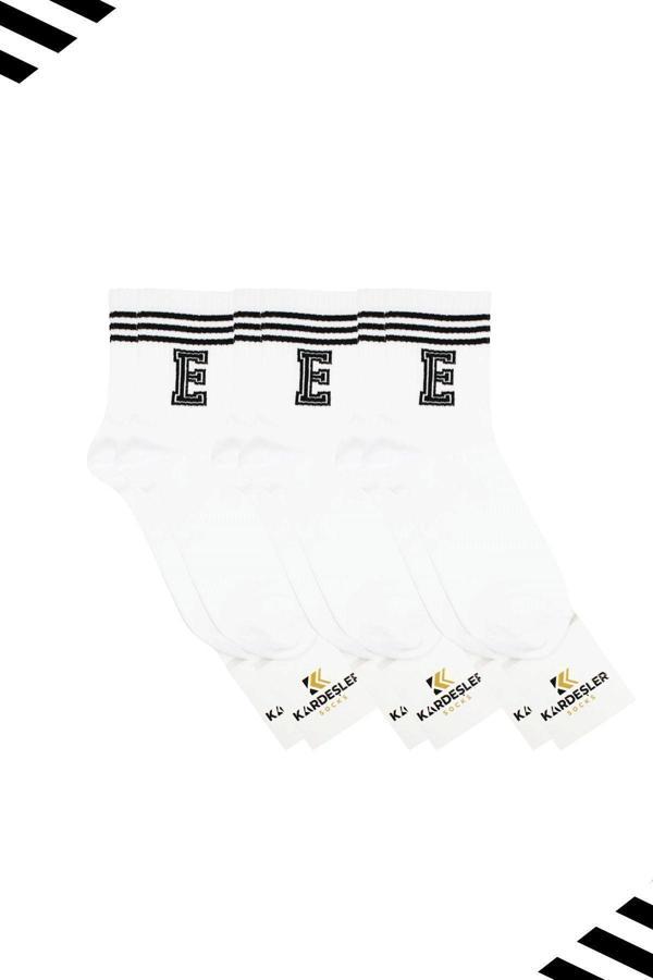 Unisex E Harfi Desenli Tenis Çorap (HARFLİ ÇORAP) 3 Çift - Image 1