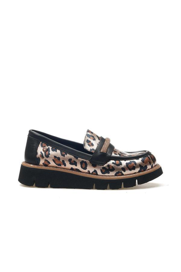 Kadın Hakiki Deri Taşlı Casual Ayakkabı 25y D25ya-3740 Z Leopar - Image 1