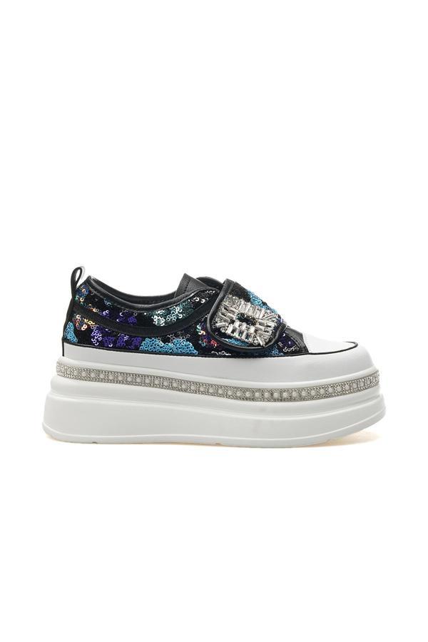 Kadın Taş Detaylı Sneaker Günlük Ayakkabı 25y 25y423-1 Z Siyah - Image 1