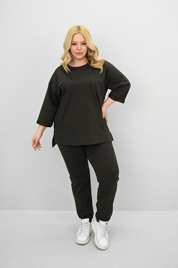 Kadın Büyük Beden Truvakar Kol Lastik Paça Eşofman Takımı 8185-25 - Image 1