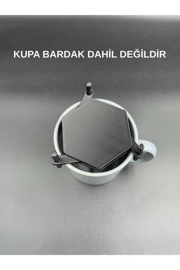 3D Atelier Altıgen Ayarlanabilir Çok Amaçlı İçecek Bardak Tutucu - Siyah - Image 1