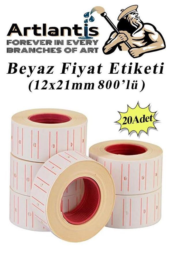 Fiyat Etiketi Beyaz 800'lü 20 Paket 12x21mm Beyaz Fiyat Etiketi Mx-5500 M5500 Hg979 Motex Etiket Makinesi Yedeği - Image 1