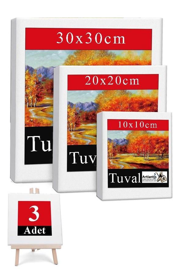 Kare Tuval 3 Adet 10x10 20x20 30x30 cm Boş Tuval Tablo Arkadan Zımbalı Resim Tuvali Akrilik Boya Yağlı Boya Sanat Hobi - Image 1