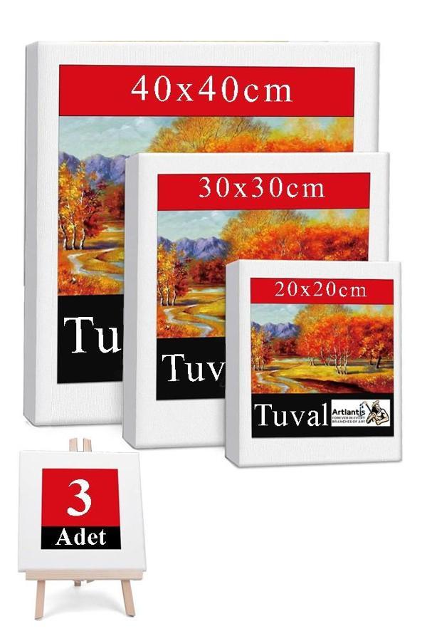 Kare Tuval 3 Adet 20x20 30x30 40x40 cm Boş Tuval Tablo Arkadan Zımbalı Resim Tuvali Akrilik Boya Yağlı Boya Sanat Hobi - Image 1