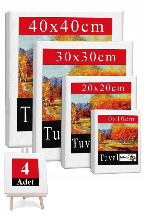 Kare Tuval 4 Adet 10x10 20x20 30x30 40x40 cm Boş Tuval Tablo Arkadan Zımbalı Resim Tuvali Akrilik Boya Yağlı Boya Sanat - Image 1