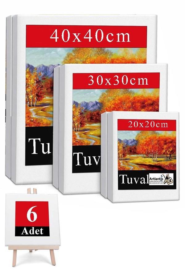 Kare Tuval 6 Adet 20x20 30x30 40x40 cm Boş Tuval Tablo Arkadan Zımbalı Resim Tuvali Akrilik Boya Yağlı Boya Sanat Hobi - Image 1