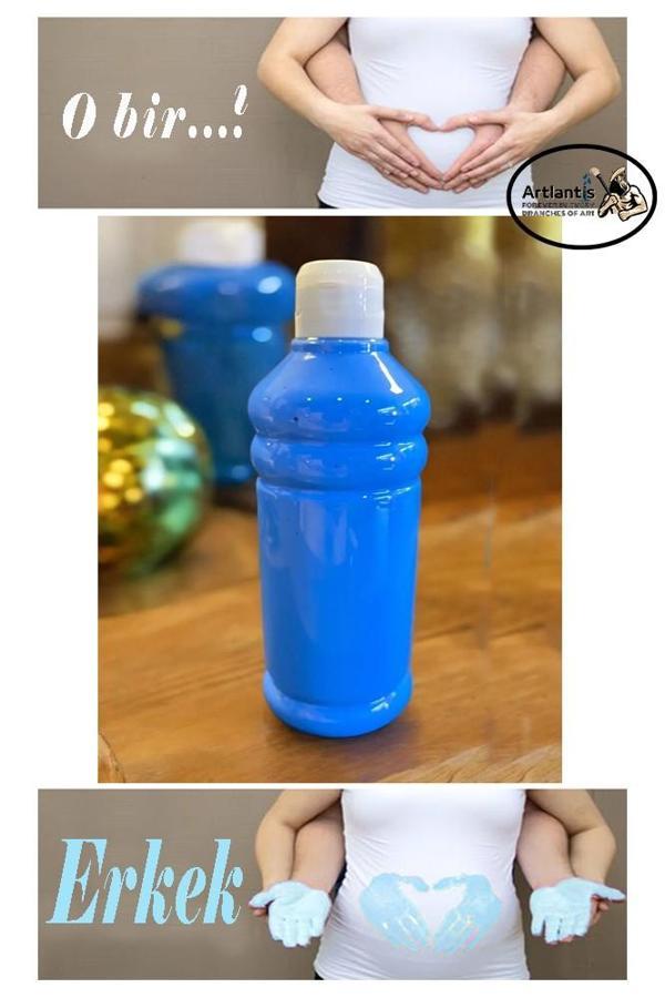 Mavi Cinsiyet Belirleme Parmak Boyası 1 Adet 500 ml Kız Cinsiyet Açıklama Boyası Yıkanabilir Zararsız - Image 1