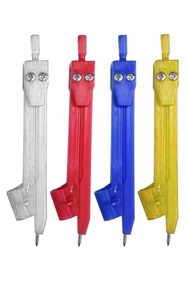 Plastik Pergel 4 Adet Renkli Plastik Pergel Ekonomik Okul Teknik Çizim Kurşun Kalem Yuvalı - Image 1