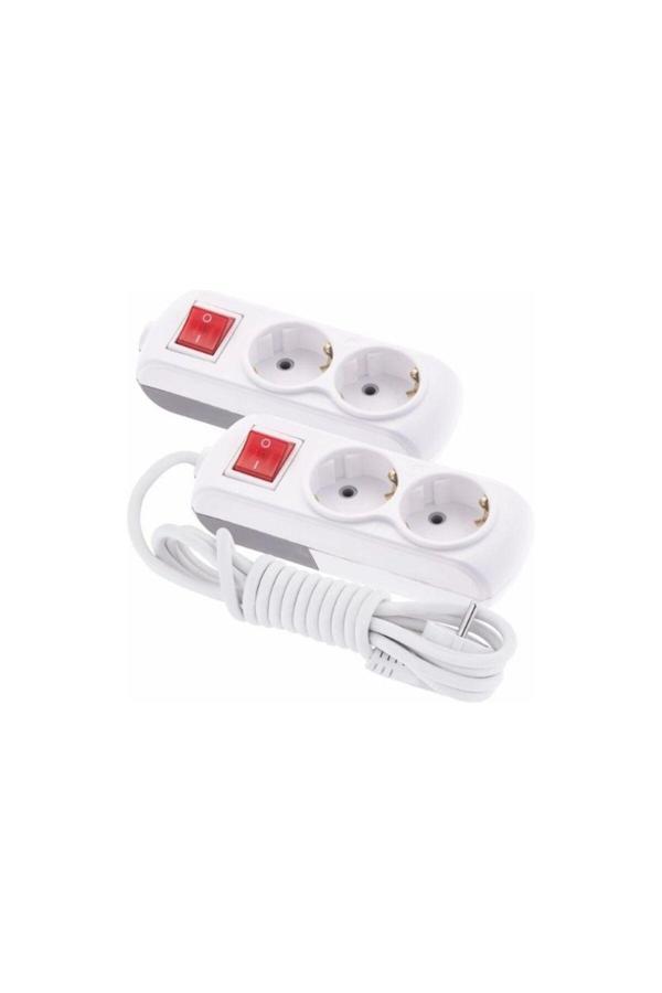 F293E 2'li Anahtarlı Grup Priz - 10 Metre Uzunluk ile Güvenli ve Pratik Elektrik Kullanımı - Image 1