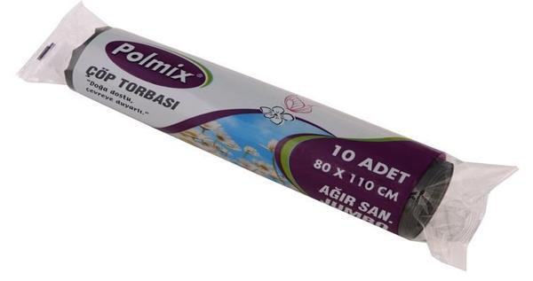 Omnipazar Polmix End Jumbo Ağır Sanayi Çöp Poşeti 80x110cm 10 Rulo 100 Ad 7 Kg Siyah - Image 1
