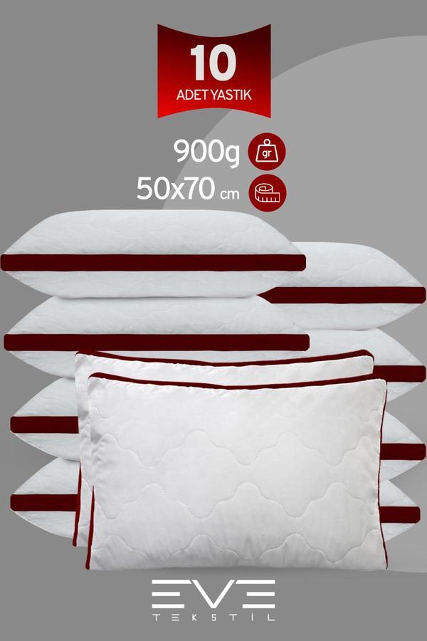 10 Adet Bordo Serisi Kılıflı Fermuarlı Klimali Antialerjik Silikon Nano Elyaf Yastık 50x70cm  - Image 1